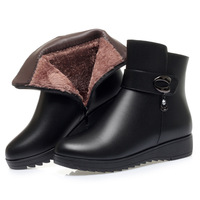 Sepatu bot kulit asli desain baru musim dingin untuk wanita, sepatu bot tumit tebal antiselip musim gugur