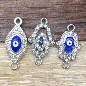 Pendentif œil porte-bonheur en alliage de zinc avec sertissage de strass pour accessoires de bijoux DIY et cadeaux - Product Image 2