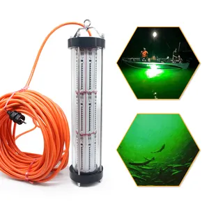 Lampu LED Memancing Bawah Air, Lampu LED Hijau 500W 1000W 2000W 3000W, Lampu Umpan Submersible, Lampu Pancing Cumi-cumi untuk Perahu Memancing