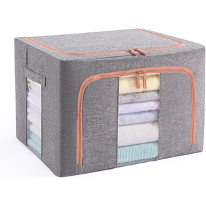 Cajas de Almacenamiento de Ropa al por Mayor - Juego de Contenedores Organizadores Plegables y Apilables con Ventana y Asas de Transporte, Marco Metálico - Product Image 1