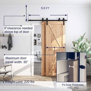 WEKIS Custom Modern Bypass Sliding Barn Door <b>Hardware</b> Kit Durable Satin Steel Double Door System Screw Easy Entry Bathroom - Product Image 2