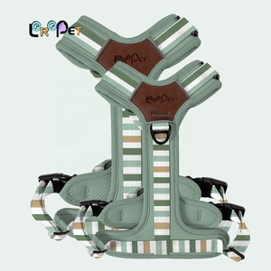 Juego de arnés de neopreno personalizado de lujo 2025 para perros pequeños, nuevo diseño, patrón de impresión de logotipo de lujo, correa de entrenamiento personalizada para perros - Product Image 1