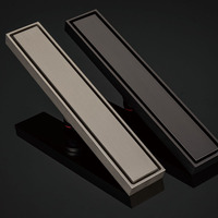 Drain linéaire invisible réversible double face de 24 pouces, double grille, surface polie moderne, personnalisé pour salles de bain, hôtels, villas