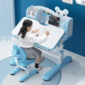 Yüksekliği ayarlanabilir çocuk çalışma masası ve sandalye seti öğrenci okul mobilyaları ahşap ergonomik çocuk çalışma masası ev için