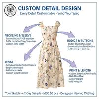 Usine de confection de vêtements sur mesure, robe décontractée pour femmes, acceptation de la taille personnalisée et de l'étiquette de lavage, prise en charge des services OEM et ODM