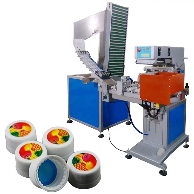 Automatischer 4-Farben-Pad-Druck für Plastik flaschen verschlüsse Deckel Tampon drucker Maschine