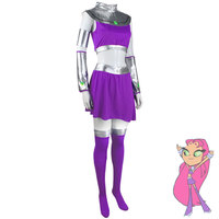 Costume de princesse Starfire violet pour femmes et adolescentes d'Halloween MARV-010 avec des robes d'anime