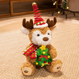 Vente chaude doux électrique wapiti figurine électrique chantant poupée avec écharpe chapeau peluche dessin animé doux noël enfants cadeau - Product Image 6