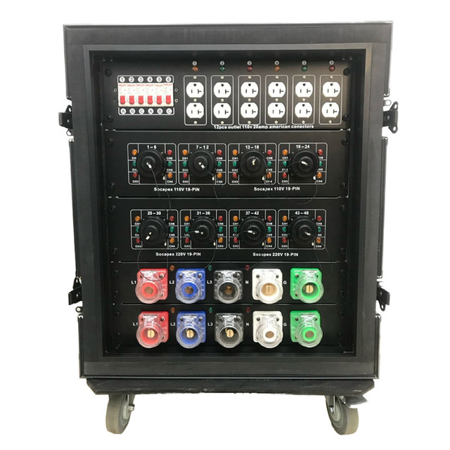 Customized 19-Pin Waterproof Power Distribution Box 32A 3 Phases Multi-Channel Stage Socket Rack ABCCABLS USPDB-42C 380V