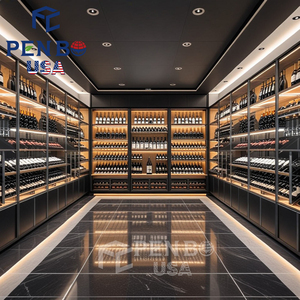 New Arrival Custom Wine Cabinet Liquor Store Counter Glass Display <b>Shelving</b> for Retail Wine Storage - Product Image 5