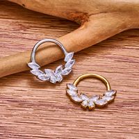 Cincin Hidung dari Paduan Titanium F136, Perhiasan Tindik Tubuh yang Dapat Dipersonalisasi, Cincin Hidung dan Anting Kupu-kupu Zirkon Grosir