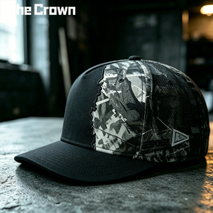 Custom Logo 5 Panel Structured Trucker Hat Wholesale Bulk Asymmetric Spliced Cotton Twill <b>Cap</b> With 3D Embroidery Manufacturer - Product Image 4