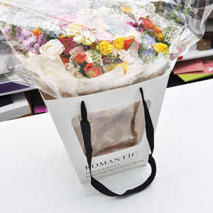 Custom Clear Window Transparent Tote Bag Flower Shop <b>Bouquet</b> Packaging Birthday Gift Bag Paper Gift Bag - Product Image 1
