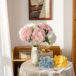 Fleur d'hortensia artificielle CallaFloral, branche unique en PVC souple, rose, blanc, bleu, jaune, orange, violet clair, vert, pour mariage - Product Image 1