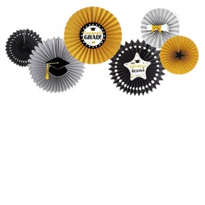 DAMAI Ensemble d'éventails géants en papier pailleté or, noir et argent pour cérémonie de remise des diplômes, fête, décoration suspendue pour salle de classe et célébrations - Product Image 5