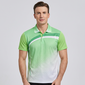 T-shirt décontracté pour homme à manches courtes en jersey de polyester respirant, motif uni, dégradé vert, 180g, style sportif, Bangladesh - Product Image 1