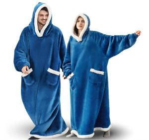 <span class=keywords><strong>Couverture</strong></span> Polaire Longue en Flanelle à Carreaux pour l'Hiver, Robe Peignoir à Capuche, <span class=keywords><strong>Pull</strong></span> <span class=keywords><strong>Couverture</strong></span> Douillet - Product Image 5