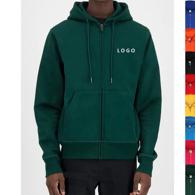 Мужские толстовки на молнии, мужские толстовки с логотипом на заказ, толстая хлопковая толстовка на молнии с вышивкой премиум-класса