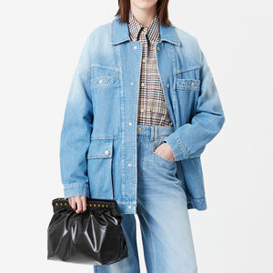 All'ingrosso moda donna vestito Sexy elegante fresco pianura manica lunga abbottonatura Top corto giacca di jeans - Product Image 5