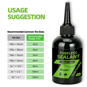 Scellant pour pneus de vélo sans chambre à air 120 ml, faible teneur en ammoniac, latex naturel, pour réparation de crevaisons sur vélos de route, <span class=keywords><strong>VTT</strong></span>, gravel, jusqu'à 6 mm de diamètre. - Product Image 6