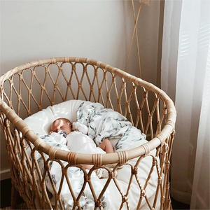 Mây đan pháp giường em bé mây Bắc Âu dệt cũi trẻ em nhập khẩu tự nhiên mây đan giường em bé cũi trẻ em cũi nhỏ - Product Image 2