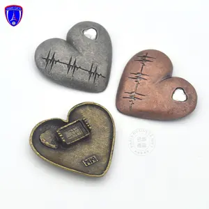 personalized wholesale custom design antique brass Heart Tin Button Badge