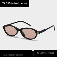 Lunettes de soleil ovales polarisées de luxe pour femmes, style vintage rétro, petites lunettes de soleil œil de chat, verres roses tendance UV400, lunettes de créateur, vente en gros