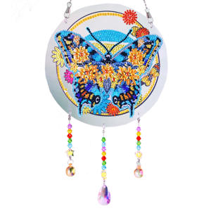 Peinture au diamant DIY <span class=keywords><strong>Attrape</strong></span>-rêves Papillon Pendentif 5D Grand diamant Acrylique Rond Imprimé Décoration murale Décoration intérieure - Product Image 1