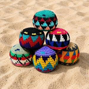 Ballon de jonglage coloré tricoté <span class=keywords><strong>à</strong></span> la main, petit anti-stress, personnalisable, idéal pour les salons professionnels, cadeau promotionnel, Hacky Sack au <span class=keywords><strong>crochet</strong></span> - Product Image 2