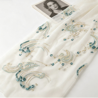 Tissu en organza 3D brodé de nuages porte-bonheur, avec sequins et perles, en maille de polyester, pour Hanfu, mariage chinois, Lolita, garçons et enfants