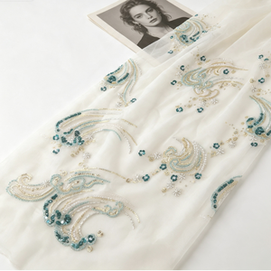Tissu <span class=keywords><strong>en</strong></span> organza 3D brodé de nuages porte-bonheur, avec sequins et perles, <span class=keywords><strong>en</strong></span> maille de polyester, pour Hanfu, mariage chinois, Lolita, garçons et enfants - Product Image 3