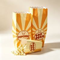 Sac en papier pour pop-corn imprimé sur mesure, à bord festonné, de qualité alimentaire, jetable, coloré, pour cinéma, fête, collation