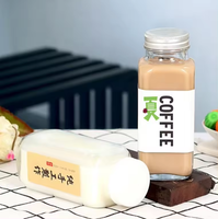 16oz clair 500ml carré bouteille de jus en verre pour le thé Kombucha doux Smoothie avec bouchon en plastique pour boisson