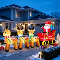 Traîneau de Noël gonflable avec 3 rennes, décoration de Noël, décoration gonflable pour les fêtes de Noël et du Nouvel An