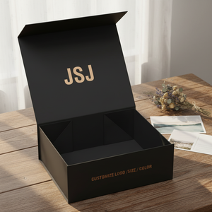 Boîte cadeau cosmétique élégante en carton noir mat, pliable, pour ensemble de soins de la peau, emballage de luxe avec fermeture à <span class=keywords><strong>ruban</strong></span>, étui cadeau - Product Image 1