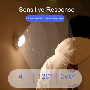 Luz nocturna LED con sensor de movimiento y carga USB, lámpara LED redonda de bajo consumo para dormitorio, control de sonido/luz, pasillo, hogar, baño - Product Image 3