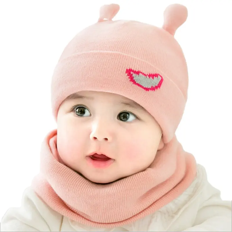 2Pcs Cute Bayi Siput Rajutan Topi Syal Set Telinga Hangat Kartun Bayi Bayi Anak-anak Anak Laki-laki Perempuan Musim Dingin Beanies Topi anak-anak Bonnet