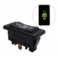 Interruptor Universal de 6 Pines para Elevalunas de Coche, Botón Único con Luz Indicadora LED Verde, Accesorios para Interruptor de Elevación de Cristales de Puerta Automática