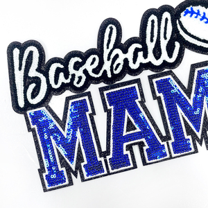 Patch à sequins Baseball <span class=keywords><strong>Mama</strong></span>, lettres <span class=keywords><strong>MAMA</strong></span> brodées en chenille bleu roi brillant, applique en forme de cœur, badges pour veste - Product Image 3