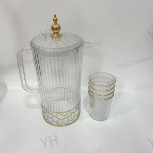 Chất lượng cao tinh tế Acrylic <span class=keywords><strong>Pitcher</strong></span> nhựa uống <span class=keywords><strong>Pitcher</strong></span> Jug nhựa nước Jug với 4 cup Set cho hộ gia đình sử dụng hàng ngày - Product Image 6