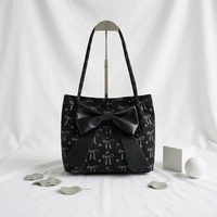 Nouveau Sac à Bandoulière en Velours Côtelé pour Femme avec Grand Nœud, Sac à Main Grande Capacité à Motif Nœud Mignon pour Dames et Filles, Vente en Gros