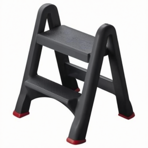 Sgabello a Scala Pieghevole 155160 in Plastica Nera per Uso Domestico - Product Image 2