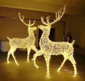 Baixo preço luxo ao ar livre iluminado Natal decoração impermeável 3D LED Natal rena motivo luz