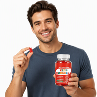 Bonbons gélifiés multivitaminés oméga OEM pour enfants, favorisant le développement cérébral, le soutien immunitaire et l'énergie, saveur fraise, végétaliens, aliments naturels
