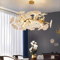 Projet décoratif de villa moderne Art Métal Restaurant nordique Grand hall d'hôtel Lustre en verre à fleurs Led personnalisé
