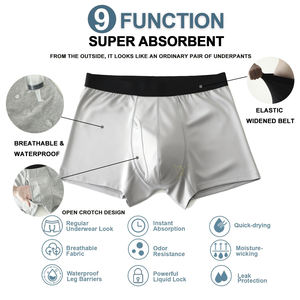 Sous-vêtements d'incontinence réutilisables Hygieia pour hommes, capacité d'absorption de 150 ml, caleçons anti-fuites, contrôle discret de la vessie, pantalons d'incontinence - Product Image 3