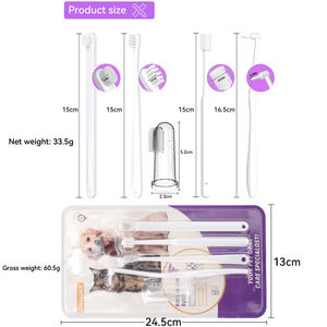 مجموعة فرش أسنان الحيوانات الأليفة مجموعة تنظيف الفم الإصبع فرشاة أسنان الكلب القط صبغة أسنان الحيوانات الأليفة العناية بالجمال عبر الحدود - Product Image 2
