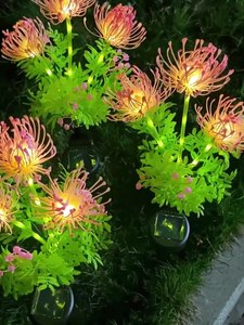 סימולציית LED פרחים זוהרים סולאריים בדירוג IP65 מתכת תקע קרקע מנורת גן חצר מנורת קישוטי חג המולד בחוץ ניתנים לעמעום - Product Image 2