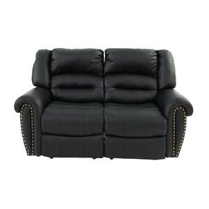 Sofá Reclinable Manual de 2 Plazas Db Plush Relax, Diseño Contemporáneo en Cuero Sintético Negro para Sala de Estar - Product Image 4