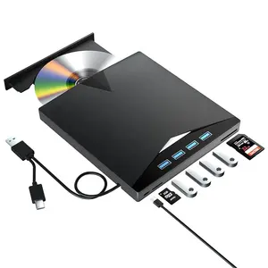 7-in-1 USB3 .0 Type-C External Optical Drive Portable CD DVD -/+RW Player Burner with SD/TF Card Slots Writer for Laptop PC
